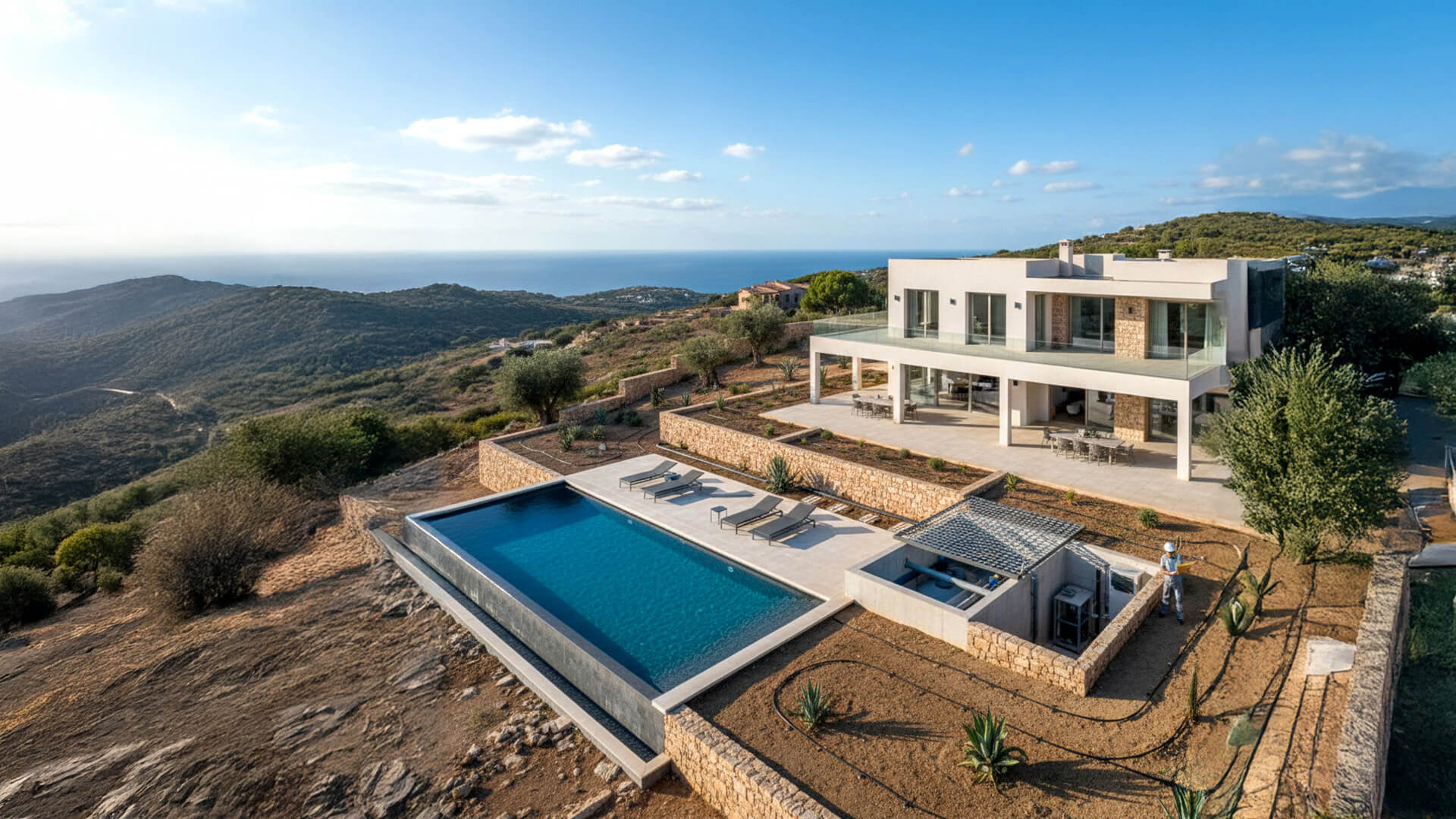 Construcción de una nueva vivienda en Mallorca con estación depuradora de aguas